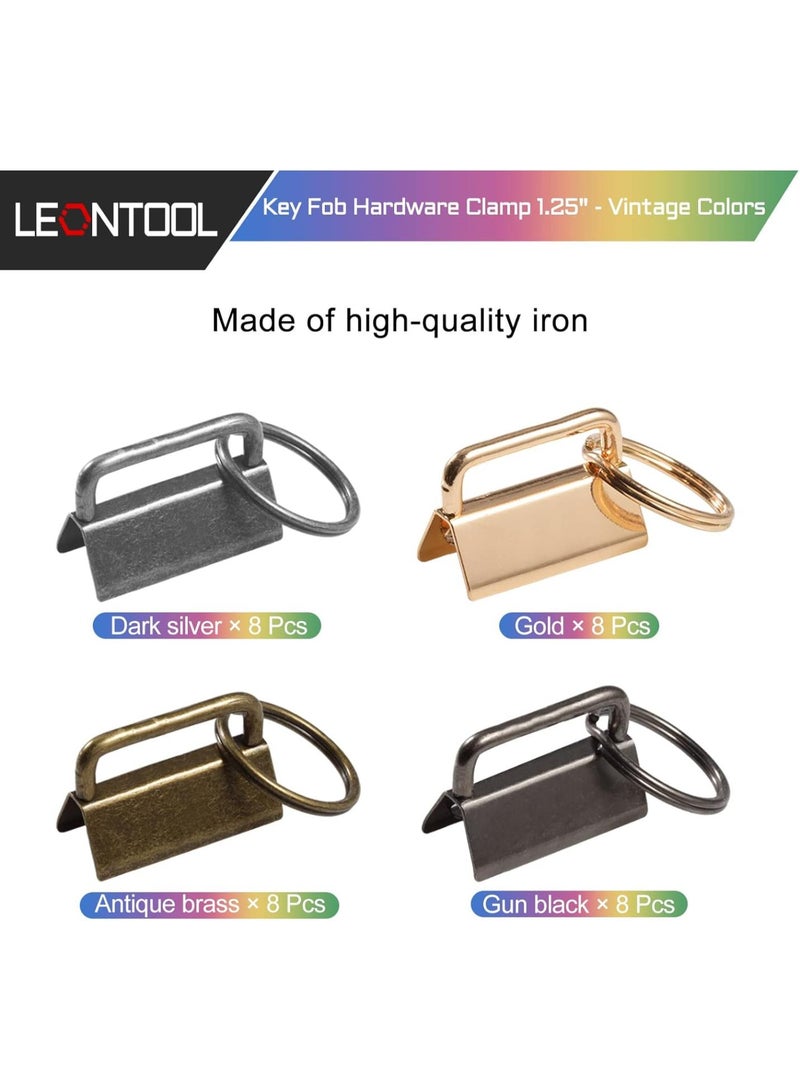 GGOOT Key Fob Hardware Pliers Tool 32 Pcs Keychain Fob Hardware Kit 1.25 inches 8 inches Key Fob Glass Running Plier with Rubber Cover for Wrist Strap Key Chain Lanyard Clasp Hardware - Image 3