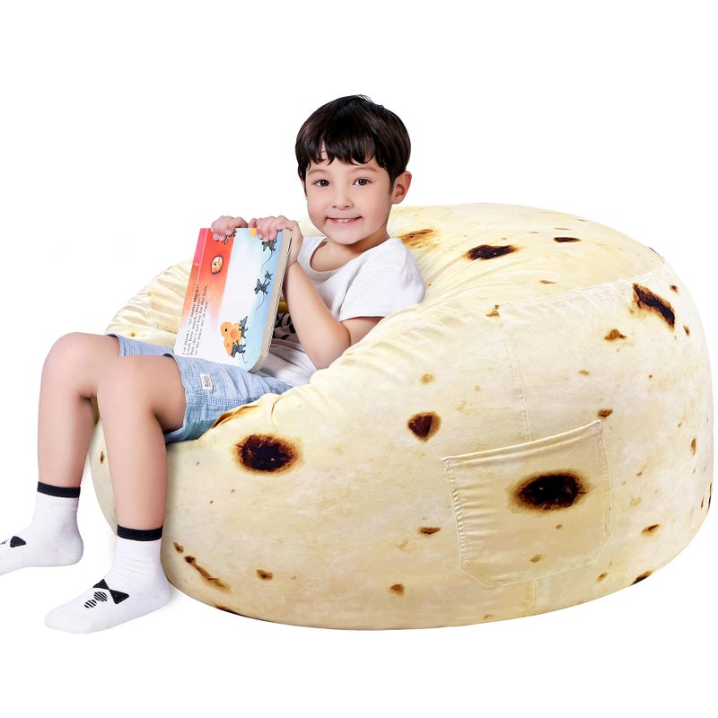 Lukeight Burrito Stuffed Animals Storage Bean Bag Chair Cover Premium Velvet Organizer with YKK Zipper Holds 60 Toys Washable Kids Room Decor No Filling Large