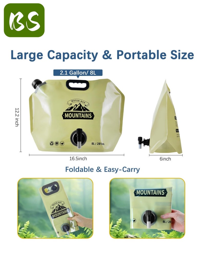 بي إس حقيبة تخزين مياه قابلة للطي للتخييم (8 لتر) | مع صنبور قابل للتعديل | مواد آمنة على الطعام، خالية من مادة BPA | قابلة لإعادة الاستخدام | تصميم قابل للطي والحمل يوفر مساحة التخزين | مصممة للمغامرات الخارجية والاستخدام العائلي، سهلة التعامل مع السفر والمشي لمسافات طويلة. - Image 2