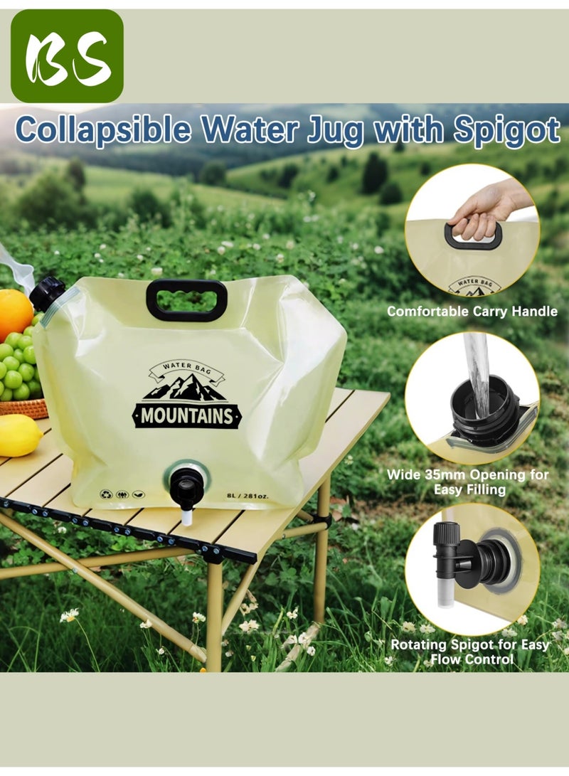 بي إس حقيبة تخزين مياه قابلة للطي للتخييم (8 لتر) | مع صنبور قابل للتعديل | مواد آمنة على الطعام، خالية من مادة BPA | قابلة لإعادة الاستخدام | تصميم قابل للطي والحمل يوفر مساحة التخزين | مصممة للمغامرات الخارجية والاستخدام العائلي، سهلة التعامل مع السفر والمشي لمسافات طويلة. - Image 3