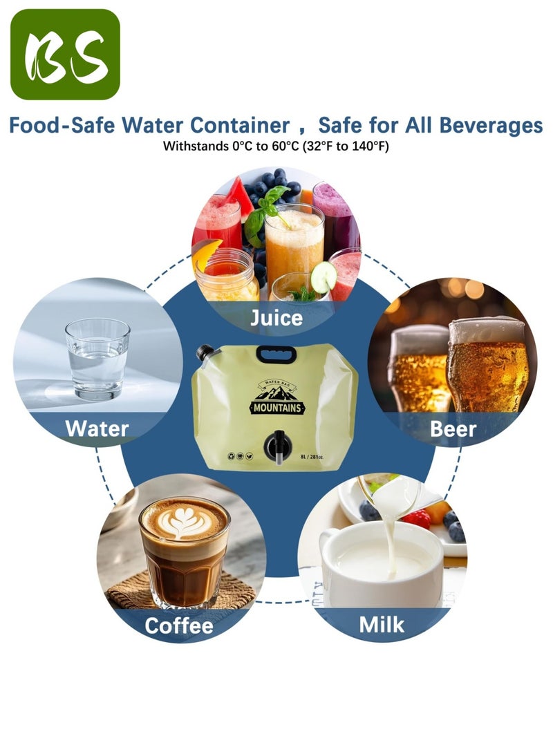 بي إس حقيبة تخزين مياه قابلة للطي للتخييم (8 لتر) | مع صنبور قابل للتعديل | مواد آمنة على الطعام، خالية من مادة BPA | قابلة لإعادة الاستخدام | تصميم قابل للطي والحمل يوفر مساحة التخزين | مصممة للمغامرات الخارجية والاستخدام العائلي، سهلة التعامل مع السفر والمشي لمسافات طويلة. - Image 4