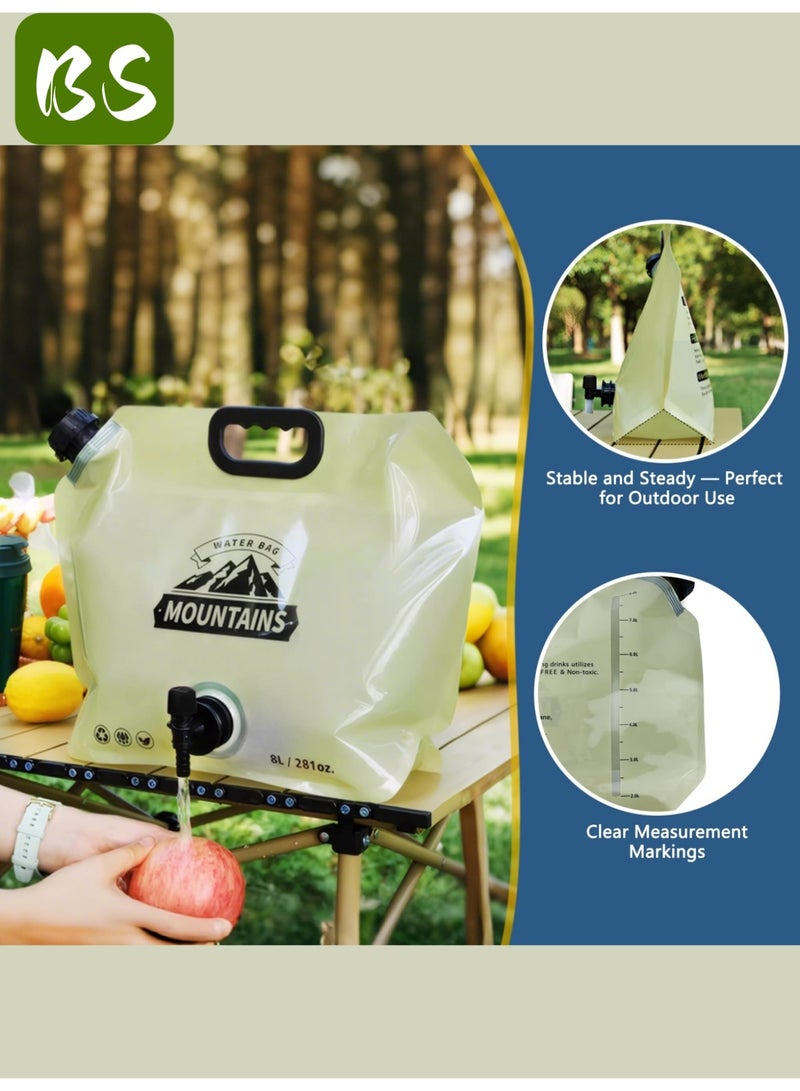 بي إس حقيبة تخزين مياه قابلة للطي للتخييم (8 لتر) | مع صنبور قابل للتعديل | مواد آمنة على الطعام، خالية من مادة BPA | قابلة لإعادة الاستخدام | تصميم قابل للطي والحمل يوفر مساحة التخزين | مصممة للمغامرات الخارجية والاستخدام العائلي، سهلة التعامل مع السفر والمشي لمسافات طويلة. - Image 5