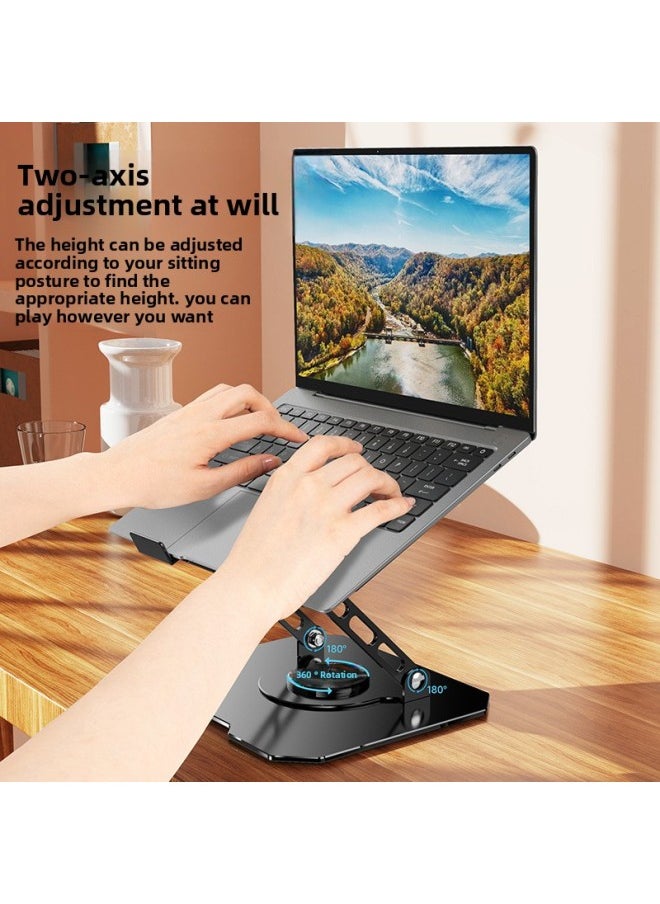 Generic - 720 Degree Rotating Notebook Bracket Computer Aluminum Alloy Heightening Frame Standing Heat Dissipation Office Folding Lifting-Color:Juyuan Flagship Model 1.8kg [haoyue White—carbon Steel Metal Frame + Net Weight 1.8kg] - Image 1