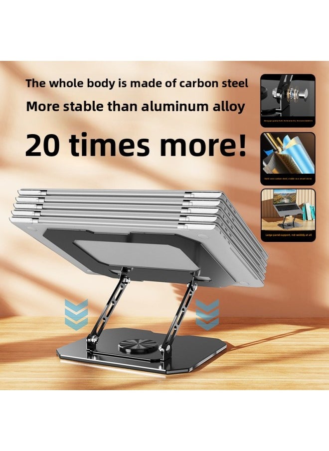 Generic - 720 Degree Rotating Notebook Bracket Computer Aluminum Alloy Heightening Frame Standing Heat Dissipation Office Folding Lifting-Color:Juyuan Flagship Model 1.8kg [haoyue White—carbon Steel Metal Frame + Net Weight 1.8kg] - Image 1