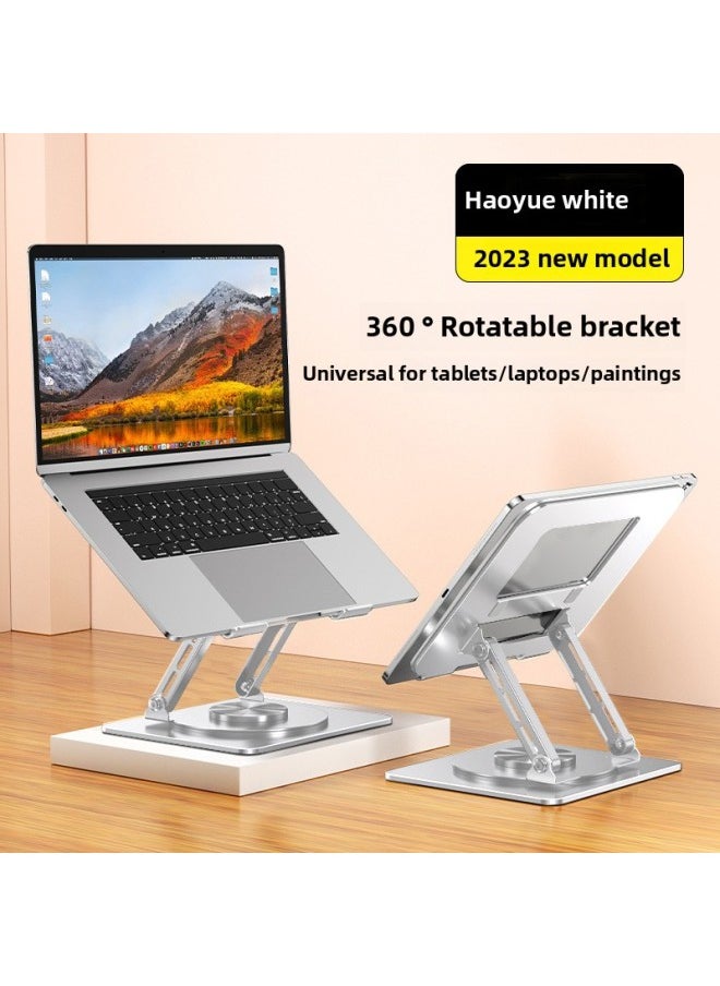 Generic - 720 Degree Rotating Notebook Bracket Computer Aluminum Alloy Heightening Frame Standing Heat Dissipation Office Folding Lifting-Color:Juyuan Flagship Model 1.8kg [haoyue White—carbon Steel Metal Frame + Net Weight 1.8kg] - Image 1