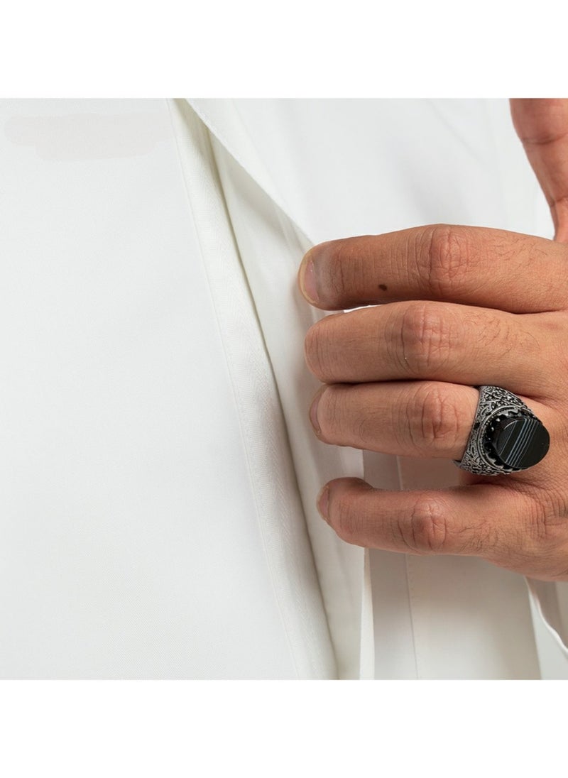 SH_MAN - Plain Thobe with Hidden Zipper - Image 1
