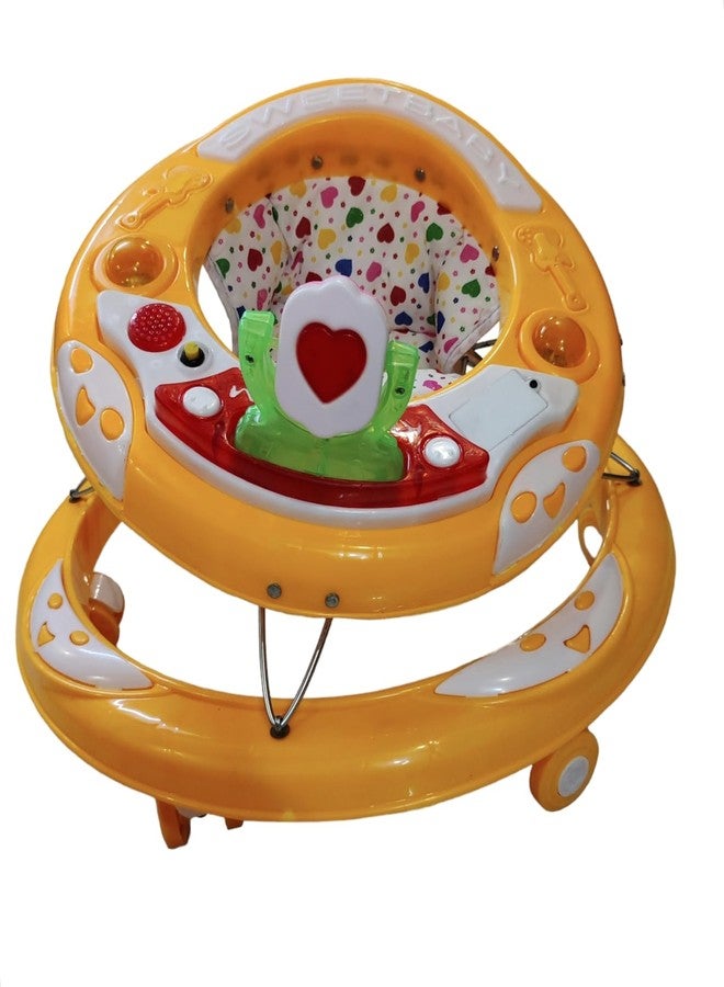 Maanit Walker with Foldable, Cushion Seat | Activity Walker for Baby with Musical Toy Bar | Walker Baby 6-18 Months Boys Girls (Yellow) - Image 5