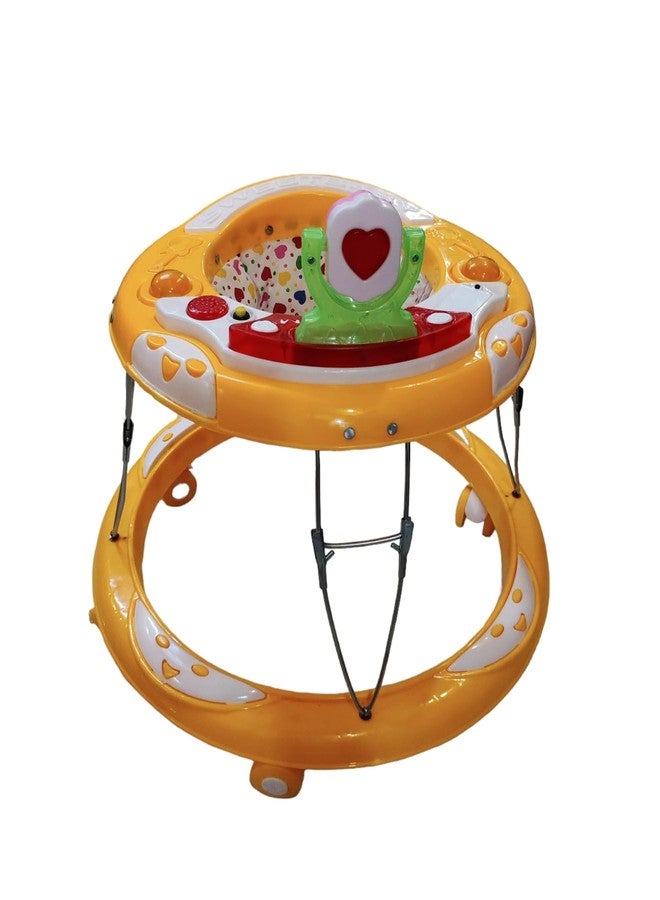 Maanit Walker with Foldable, Cushion Seat | Activity Walker for Baby with Musical Toy Bar | Walker Baby 6-18 Months Boys Girls (Yellow) - Image 1