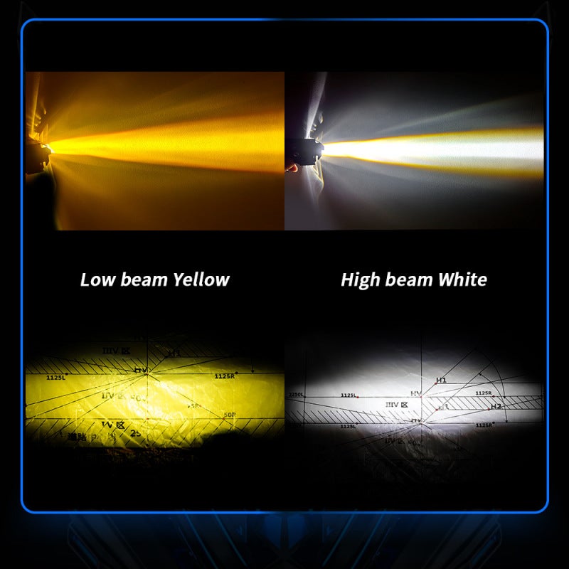Motorcycle Headlight Black IP68 Waterproof Shockproof - Dual-Color Switching Motorcycle Light for Night and Rainy Riding, Off-Road Vehicles, Trucks, Boats - Image 5
