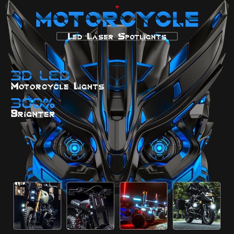 Motorcycle Headlight Black IP68 Waterproof Shockproof - Dual-Color Switching Motorcycle Light for Night and Rainy Riding, Off-Road Vehicles, Trucks, Boats - Image 2