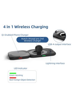 SYOSI Magnetic Charging Station 4 in 1 Mag Safe Charging Station for iPhone 14/13/12 Pro Max/Pro/Mini Fast Charge Pad Compatible for Apple Watch Ultra/8/7/SE2/Airpods 1 2/ Pro1 2 Blcak  - Image 3