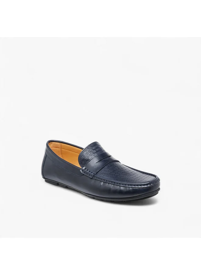 DUCHINI Men's Logo Embossed Slip-On Moccasins