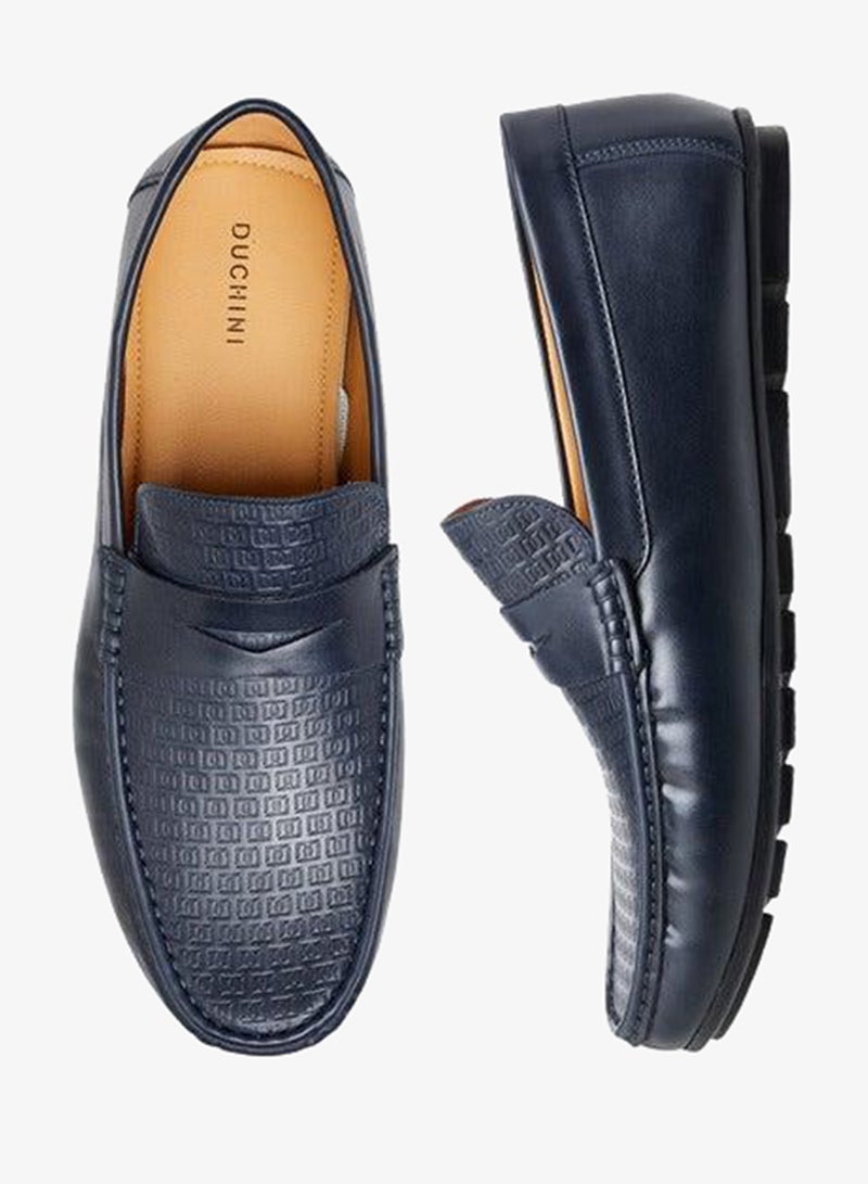 DUCHINI Men's Logo Embossed Slip-On Moccasins - Image 3