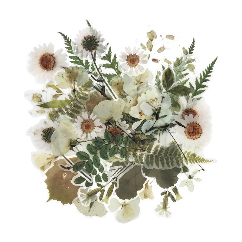 ZMLSED Vintage Natural Stickers 40Pcs Flowers Decorative Retro Decals Adhesive Watercolor Aesthetic Trendy for Scrapbook Laptop Skins Album DIY Craft Daily Planner