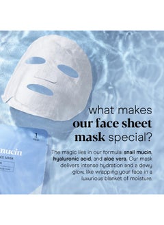 Baebody Baebody Snail Mucin Face Sheet Mask (6 pcs) - Anti Aging and Moisturizing Face Mask with Hyaluronic Acid - Deep Hydration for Youthful Skin  - Image 3