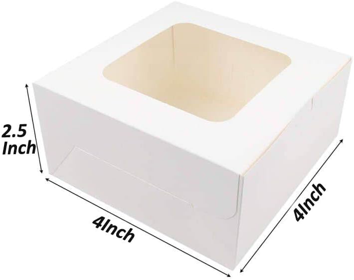 SmilerSmile 30PCS Bakery Boxes,4"x4"x2.5" Small Pastry Treat Boxes with Window Gift Packaging Boxes for Cookies,Pastries,Mini Cakes,Pie Slice,Stickers Included,(White) - Image 4