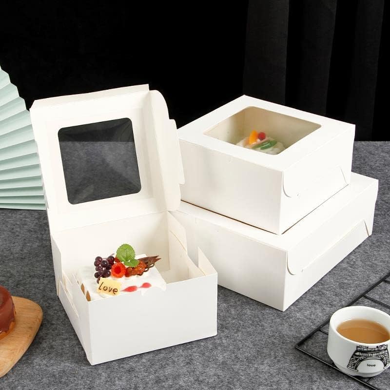 SmilerSmile 30PCS Bakery Boxes,4"x4"x2.5" Small Pastry Treat Boxes with Window Gift Packaging Boxes for Cookies,Pastries,Mini Cakes,Pie Slice,Stickers Included,(White) - Image 2