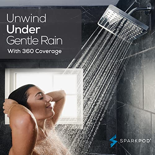 SparkPod Shower Head - High Pressure Rain - Premium Quality Luxury Design - 1-Min Install - Easy Clean Adjustable Replacement for Your Bathroom Shower Heads (Luxury Polished Chrome, 8 Inch Square) - Image 3
