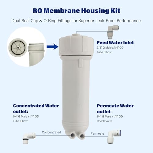 MOPUEHEL 400 GPD RO Membrane with Reverse Osmosis Membrane Housing Set, Reverse Osmosis Filter Replacement Kit, RO Membrane Housing Set for DIY RO Water System & Maple Syrup Reverse Osmosis System - Image 4