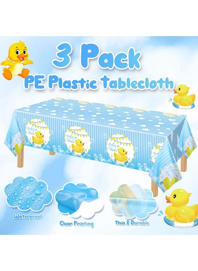 Coume 3 Pack Yellow Duck Tablecloth Cute Bubble Rubber Ducky Table Cover Rectangle Plastic Duck Tablecloth For Rubber Duck Party Supplies Kids Birthday Party Favors 54 X 108 Inch - Image 4