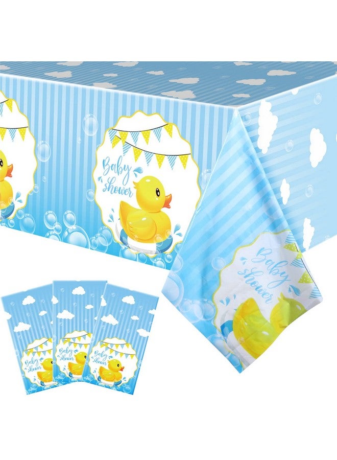 Coume 3 Pack Yellow Duck Tablecloth Cute Bubble Rubber Ducky Table Cover Rectangle Plastic Duck Tablecloth For Rubber Duck Party Supplies Kids Birthday Party Favors 54 X 108 Inch - Image 1