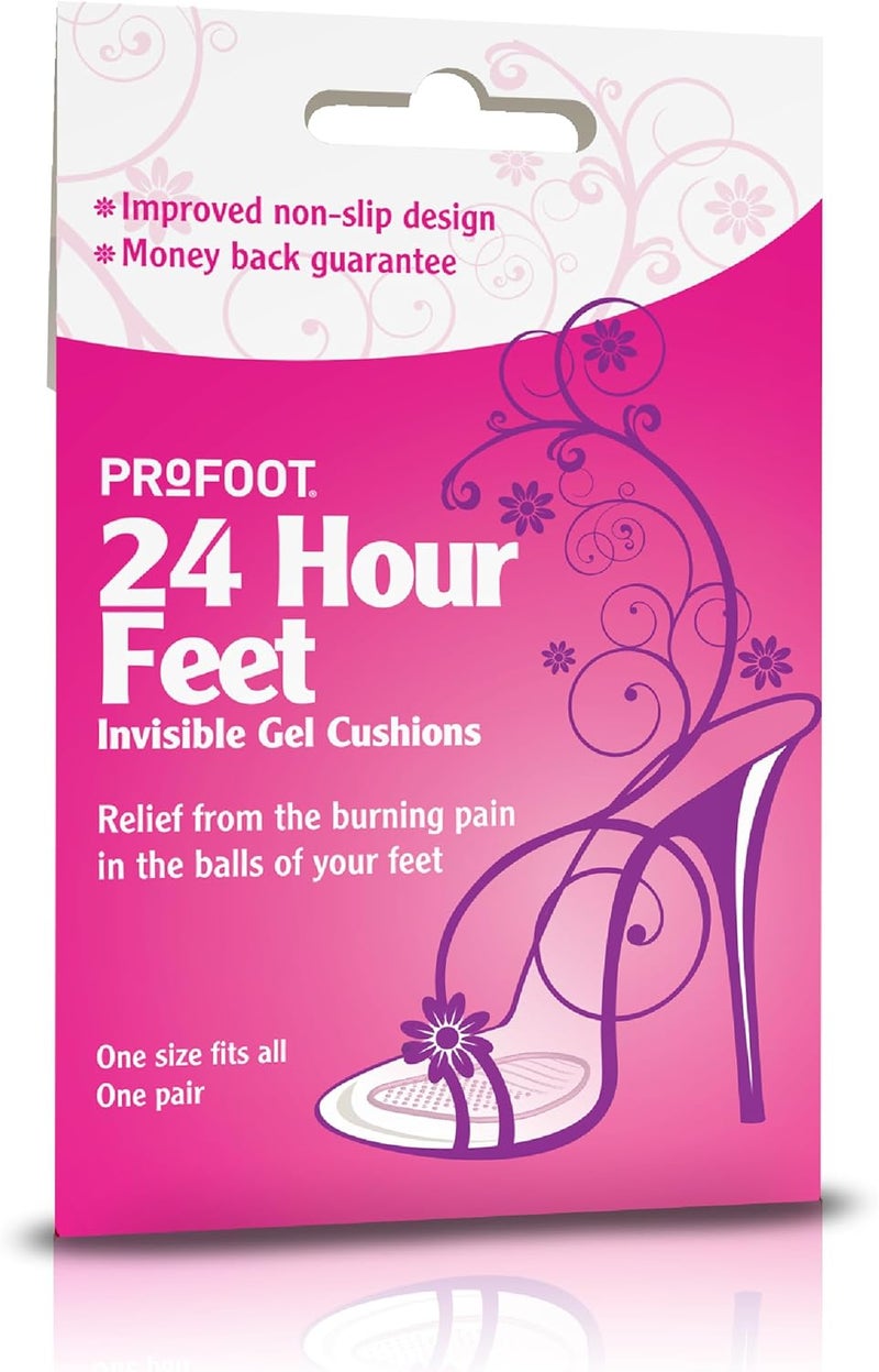 Profoot 24 Hour Feet Invisible Gel Cushions Comfortable Cushions for Metatarsalgia and Mortons Neuroma Provides Relief from Burning Pain on Balls of Feet 2 Pairs - Image 1