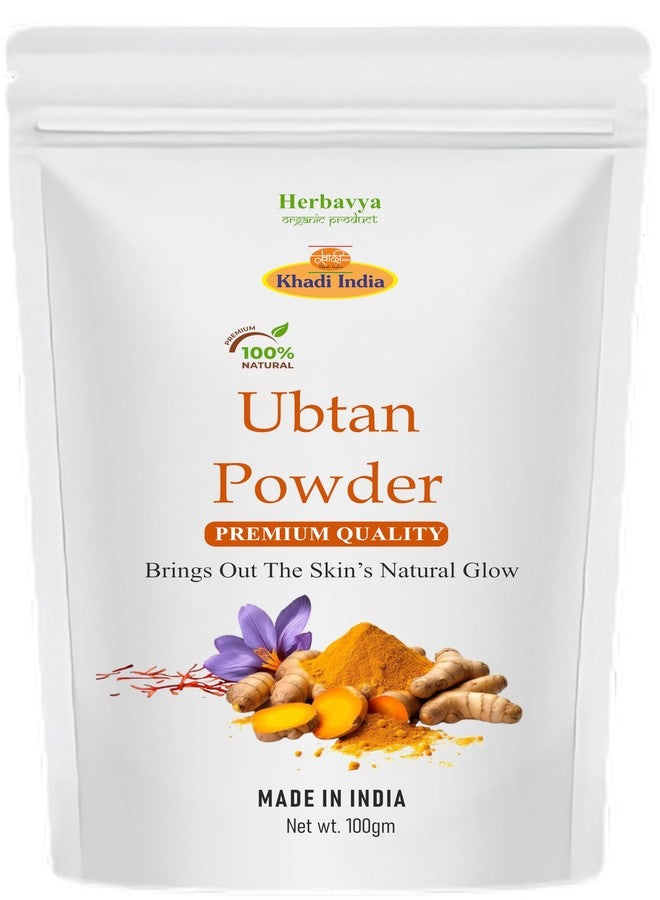 Vedimatic Khadi 100% Pure Organic Haldi Ubtan Powder Face Pack for Face, Body-Fairness, Lightening, Glowing Skin, Remove Dead Skin, Turmeric Moisturizer with Pure Saffron (Pack Of 1, Ubtan) - Image 1