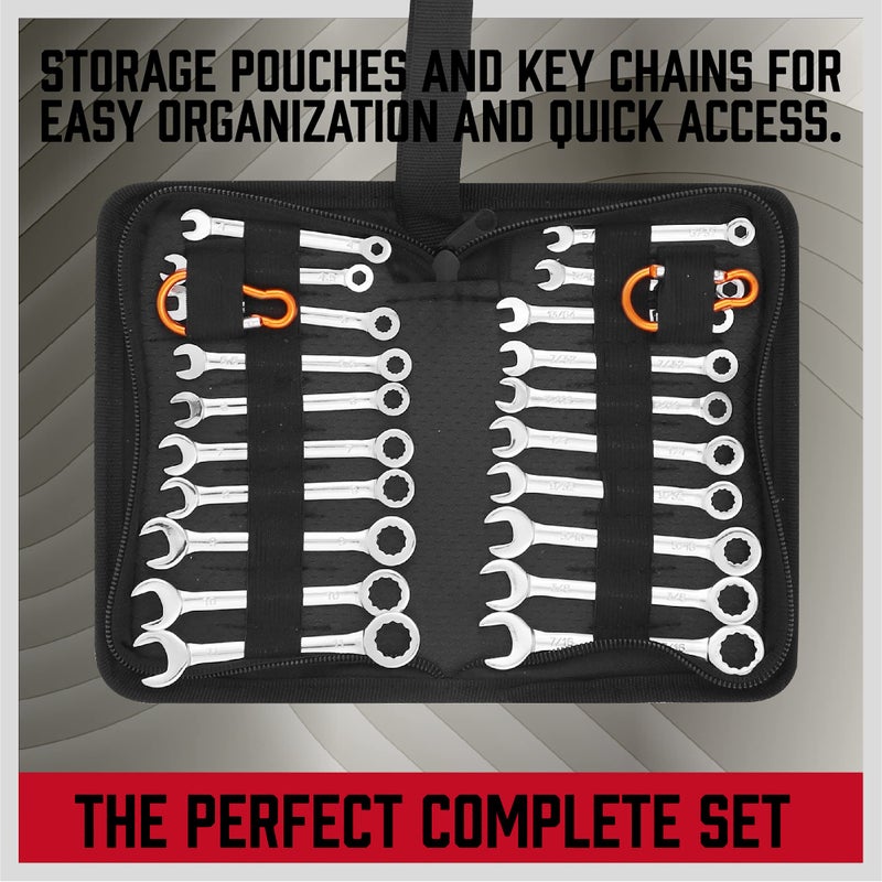 SEDY Premium Midget Wrench Set - 22-Piece Mini Combination Wrench Set Metric & SAE Ignition Wrench Set 4-10mm & 5/32'' to 7/16'' Lightweight Small Wrench Set Carry Pouch - Image 3
