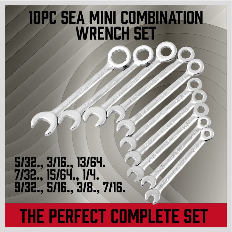 SEDY Premium Midget Wrench Set - 22-Piece Mini Combination Wrench Set Metric & SAE Ignition Wrench Set 4-10mm & 5/32'' to 7/16'' Lightweight Small Wrench Set Carry Pouch - Image 5