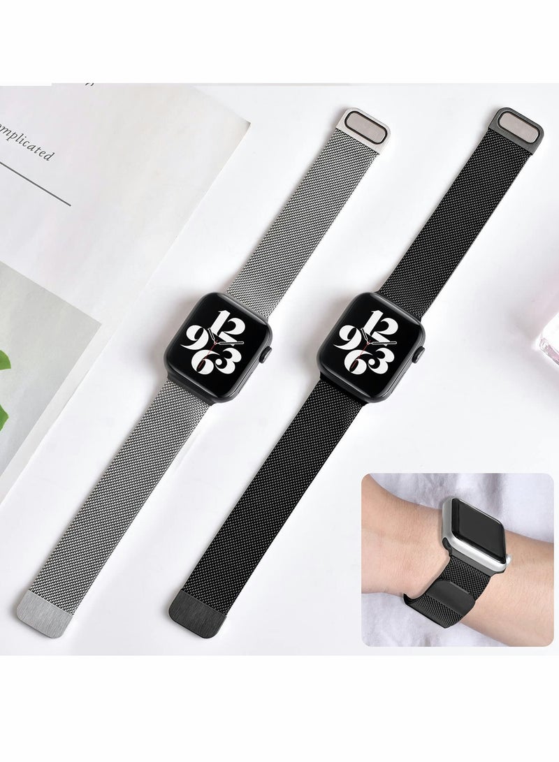 KASTWAVE Compatible for Apple Watch Band, Adjustable Stainless Steel Magnetic Absorption Strap Strap Replacement for 42mm 44mm 45mm for iWatch Series SE 9/8/7/6/5/4/3/2/1 - Image 2