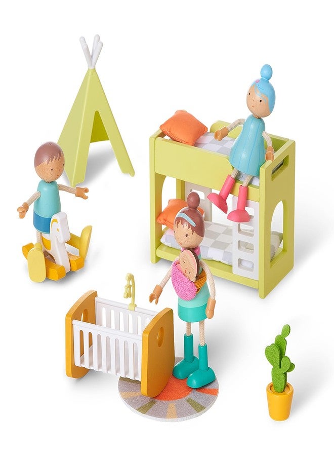 Giant bean Wooden Family Dolls Set of 7 for Dollhouse, Dollhouse People Miniature Dollhouse Accessories Toy for Boys Girls Kids Pretend Play 3 Years up - Image 2
