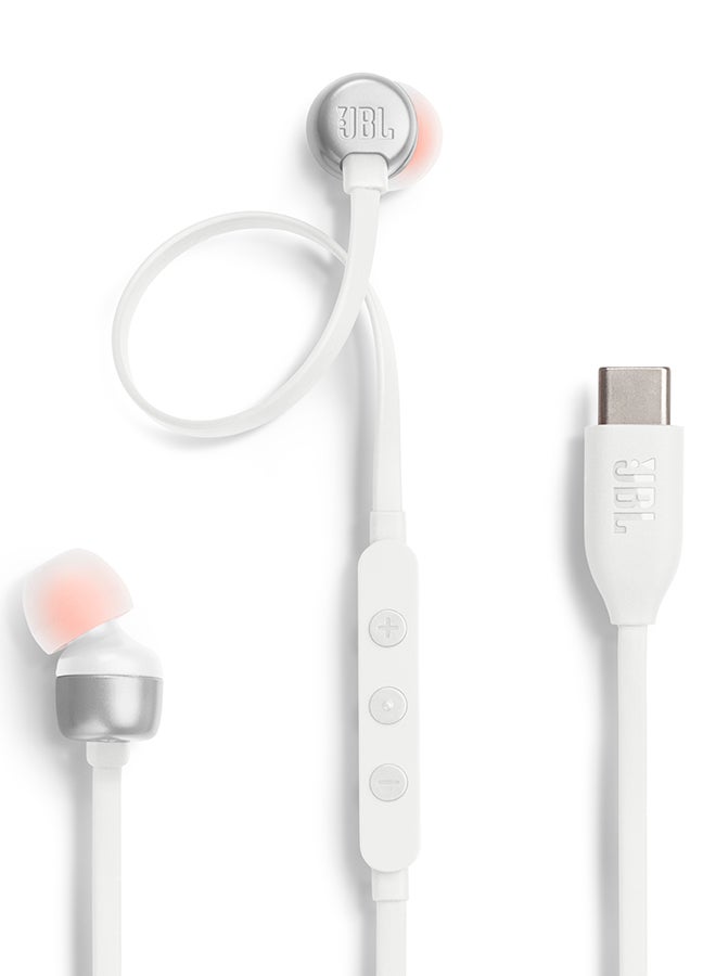 JBL Tune 310C USB-C Wired Hi-Res In-Ear Headphones White - Image 1
