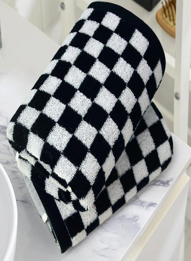 Jacquotha Black and White Hand Towels for Kitchen 4 Pack Cotton, Decorative Bathroom Towels Checkered Decor Farmhouse Cute for Men Women Gifts, 13" x 29" - Image 5