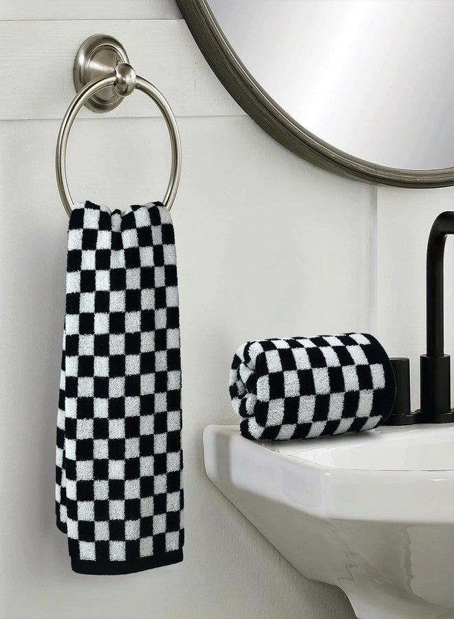Jacquotha Black and White Hand Towels for Kitchen 4 Pack Cotton, Decorative Bathroom Towels Checkered Decor Farmhouse Cute for Men Women Gifts, 13" x 29" - Image 4