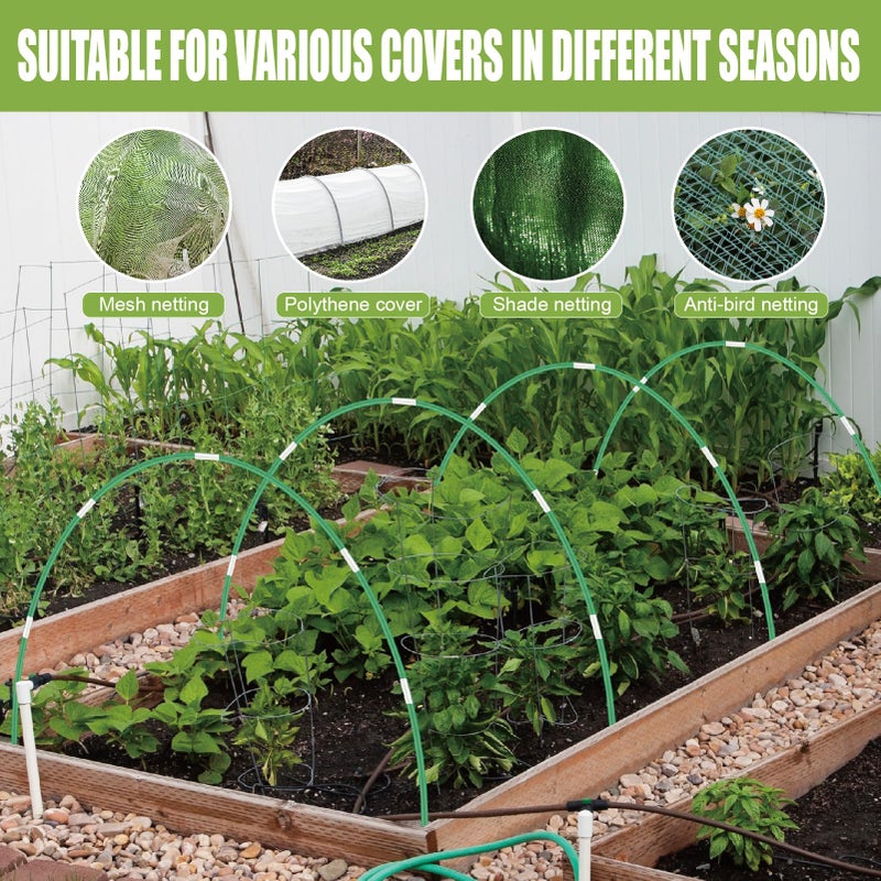 lifskydom 60PCS Garden Hoops for Raised Beds, 8FT Rust-Free Fiberglass Greenhouse Hoops, DIY Frame Stake to Create Grow Tunnels, Plant Support Row Covers & Garden Netting, 40Pcs Clips - Image 5