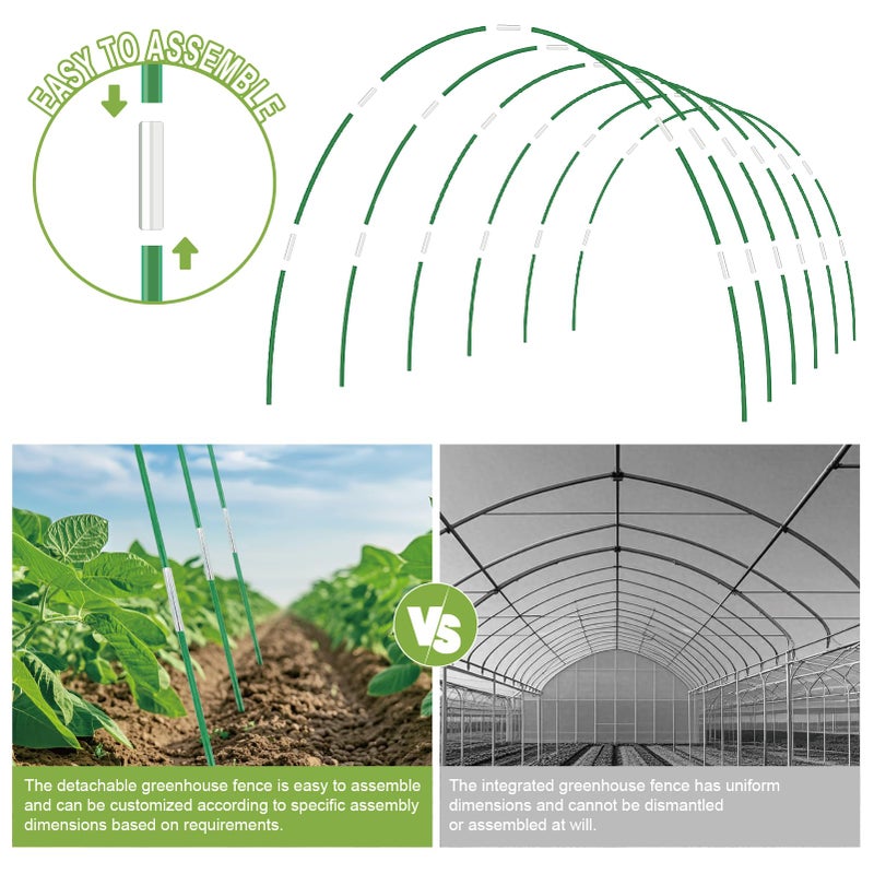 lifskydom 60PCS Garden Hoops for Raised Beds, 8FT Rust-Free Fiberglass Greenhouse Hoops, DIY Frame Stake to Create Grow Tunnels, Plant Support Row Covers & Garden Netting, 40Pcs Clips - Image 3