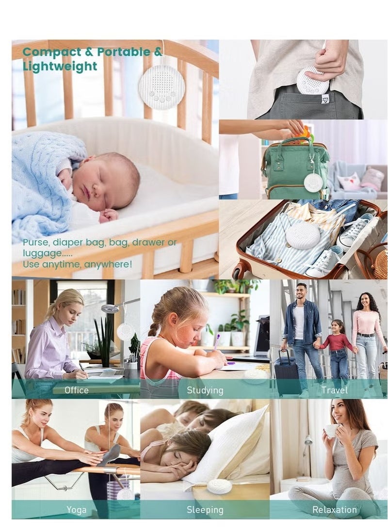 White Noise Machine for Sleep Relax, Portable Baby Sleep Machine, Sleep Sound Machine 10 Soothing Sounds Rechargeable battery, Auto Off
