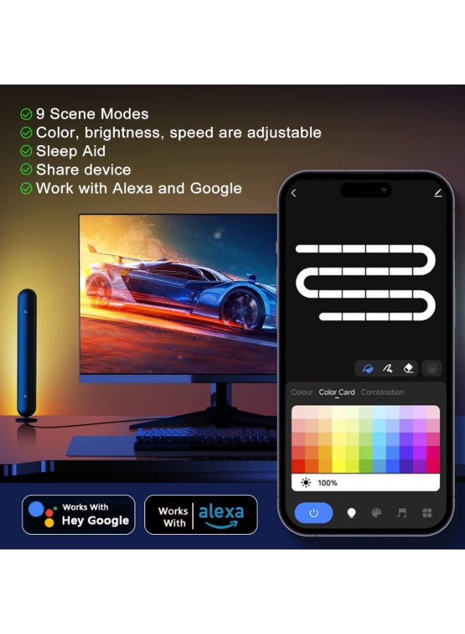 كادراما شريط إضاءة LED ذكي، مصباح LED ذكي RGB مع تأثيرات إضاءة متعددة، إضاءة خلفية LED للتلفزيون، إضاءة مزاجية، إضاءة ألعاب، إضاءة محيطة، شريط إضاءة Smart Flow للكمبيوتر الشخصي والتلفزيون والغرفة - Image 5