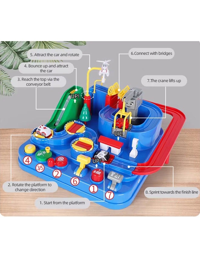 ألعاب مغامرات السيارات، سيارات السكك الحديدية الألغاز، ألعاب للأولاد بعمر 3 سنوات - ألعاب مسارات السباق، لعبة إنقاذ سباقات مسارات الألغاز مع مروحية مغناطيسية، مونتيسوري، ألعاب مسارات سيارات السباق للأولاد، لعبة تعليمية لمرحلة ما قبل المدرسة لمغامرات إنقاذ السيارات - Image 3