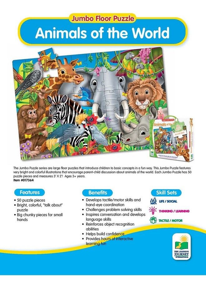 THE LEARNING JOURNEY - : Jumbo Floor Puzzles Animals Of The World Kids Puzzles Kids Floor Puzzles For Kids Ages 48 Animal Puzzle Award Winning Educational Toys - Image 1