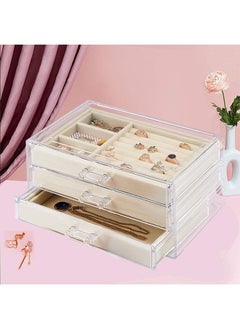 Arabest Acrylic Jewelry Box 3 Drawers Velvet Jewelry Box Earrings Necklace Bracelet Display Box  - Image 1