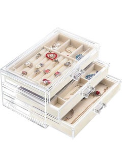Arabest Acrylic Jewelry Box 3 Drawers Velvet Jewelry Box Earrings Necklace Bracelet Display Box  - Image 2
