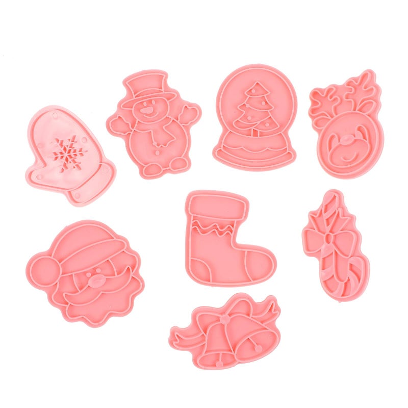 8Pcs Festive Cookie Cutter Set with Cartoon Embossing Molds for DIY Baking Biscuit Cake Decorating - Image 2