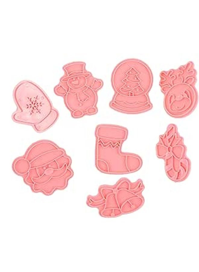 8Pcs Festive Cookie Cutter Set with Cartoon Embossing Molds for DIY Baking Biscuit Cake Decorating - Image 1