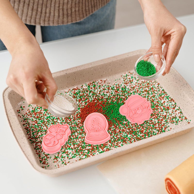 8Pcs Festive Cookie Cutter Set with Cartoon Embossing Molds for DIY Baking Biscuit Cake Decorating - Image 5
