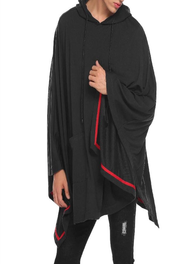 COOFANDY COOFANDY Unisex Casual Hooded Poncho Cape Cloak Fashion Coat Hoodie Pullover with Pocket Black - Image 2