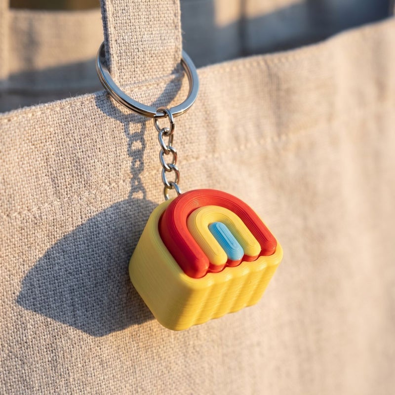 3D Printed Balloon Dog Rainbow Bow Keychain - Image 4