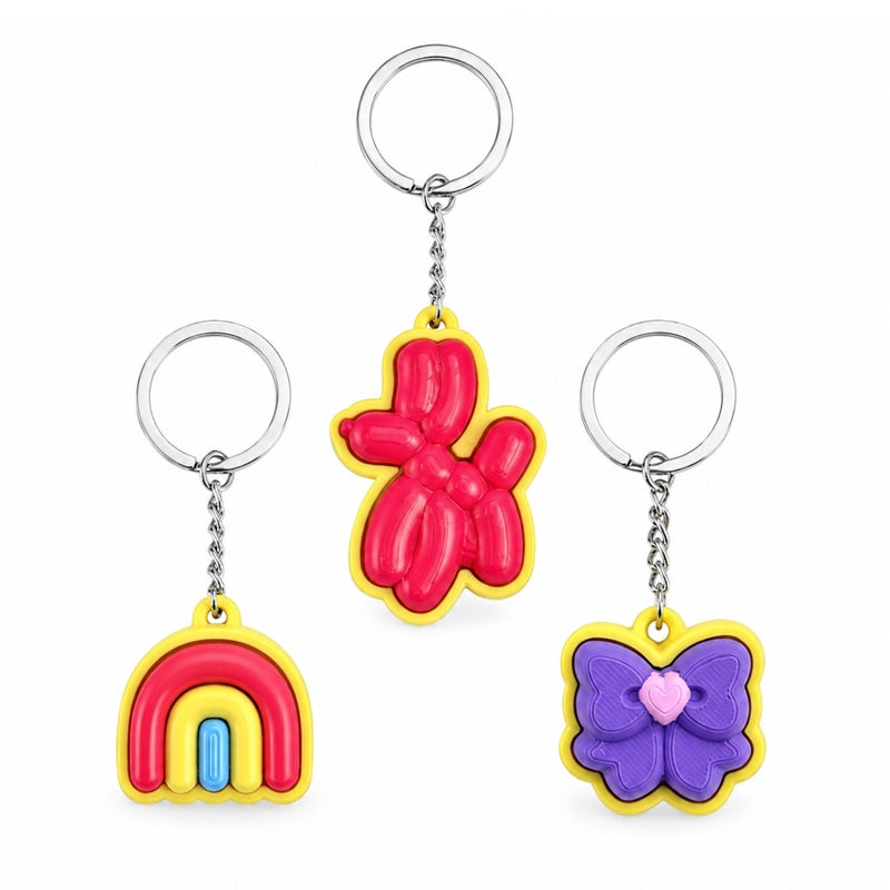 3D Printed Balloon Dog Rainbow Bow Keychain - Image 5