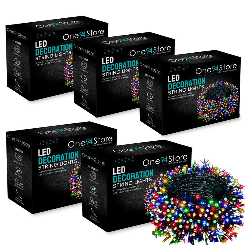 One94Store 40 Feet 36 Led String Serial Lights Copper Wire LED Decorative String Fairy Rice Lights for Indoor Outdoor Decoration Festival Party Wedding Garden Lawn MulticolorPack of 5 - Image 1