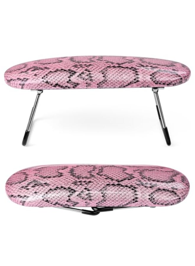 krofaue Nail Arm Rest Professional Nail Hand Rest Stand Foldable PU Leather HighDensity Sponge Nail Arm Rest for Nail Tech with NonSlip Stable Reduces Hand Fatigue Fit for Manicure Salon Use Pink - Image 1